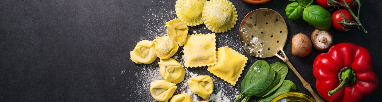 Homemade fresh Italian ravioli pasta