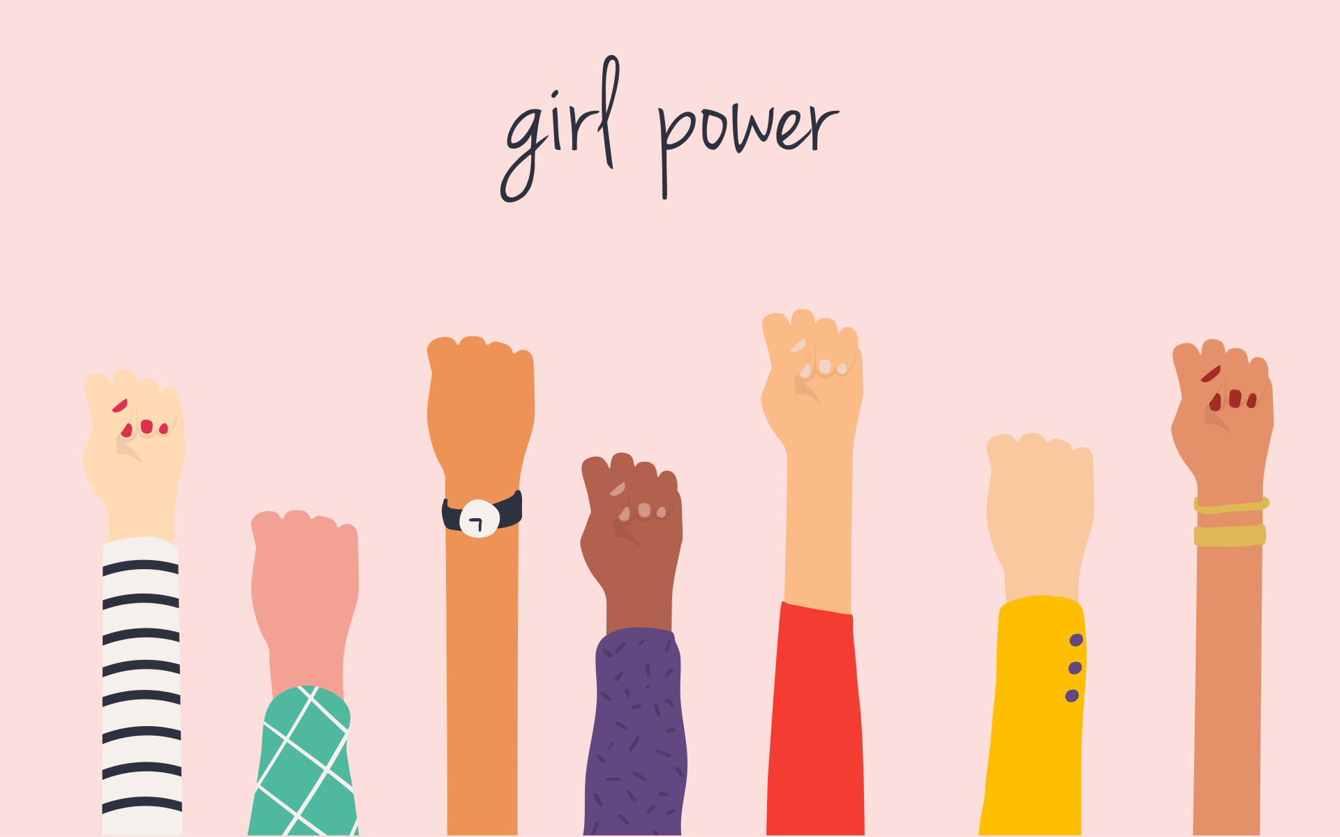Women's hands. Girl Power. Feminism symbol.