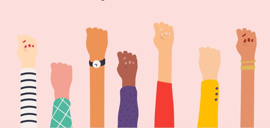 Women's hands. Girl Power. Feminism symbol.