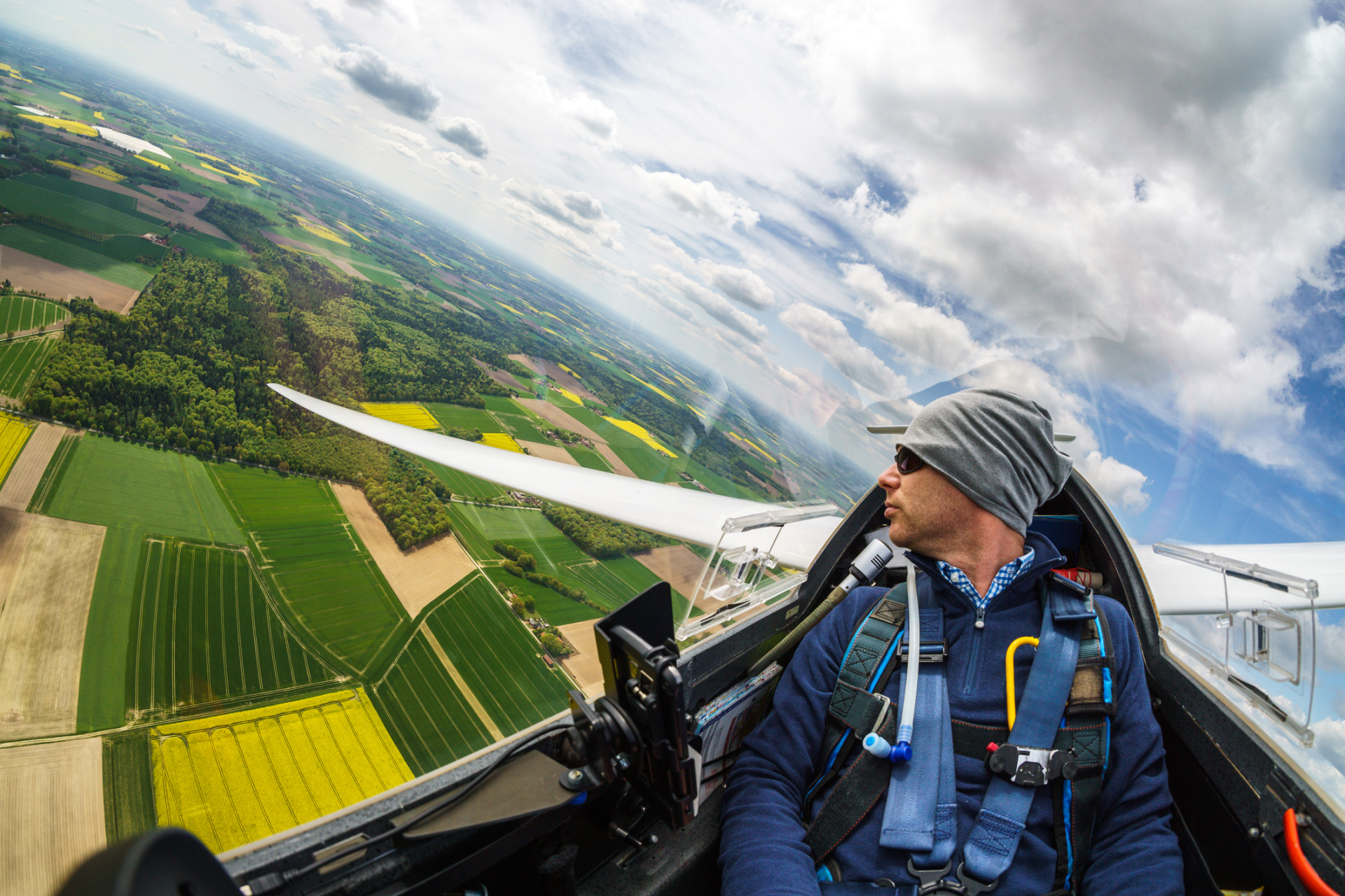 View of the pilot of a glider