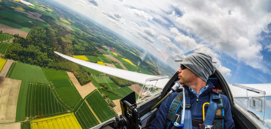 View of the pilot of a glider